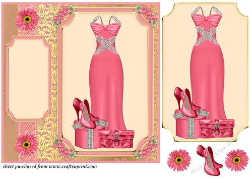 Pink evening outfit card front