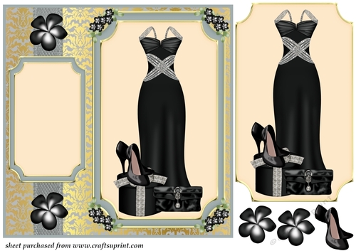 Black evening outfit card front