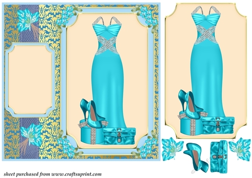 Blue evening outfit card front