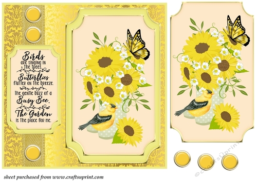 Yellow sunflower wellies card front