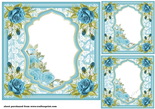 3 Blue rose layered topper card front/toppers