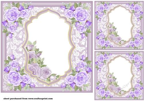 3 Lilac rose layered topper card front/toppers