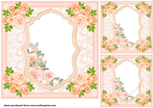 3 Peach rose layered topper card front/toppers
