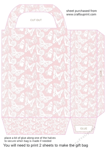 Pink and white butterfly gift bag