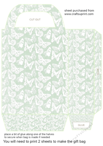 Green and white butterfly gift bag