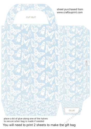 Light blue and white butterfly gift bag