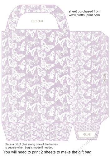 Lilac and white butterfly gift bag