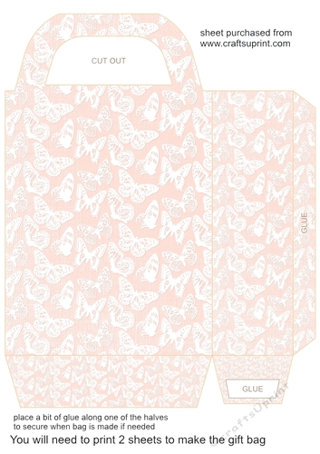 Peach and white butterfly gift bag