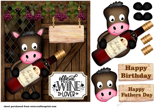 Dark brown horse Birthday wine card front