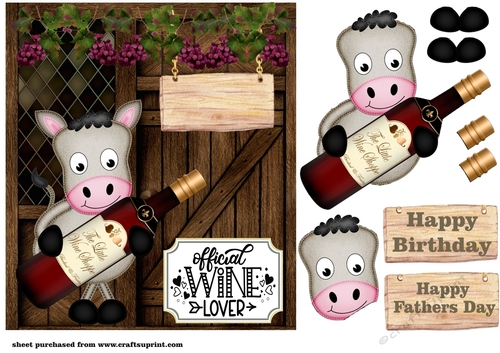 Grey horse Birthday wine card front
