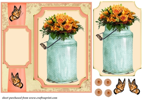 Orange floral urn card front 1