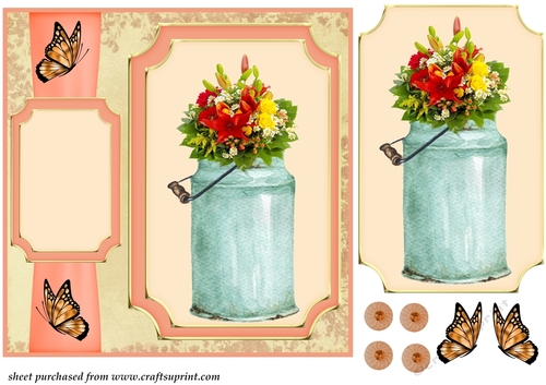 Orange floral urn card front 2