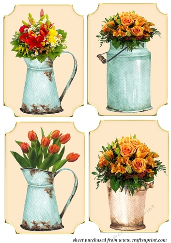 4 floral bucket toppers