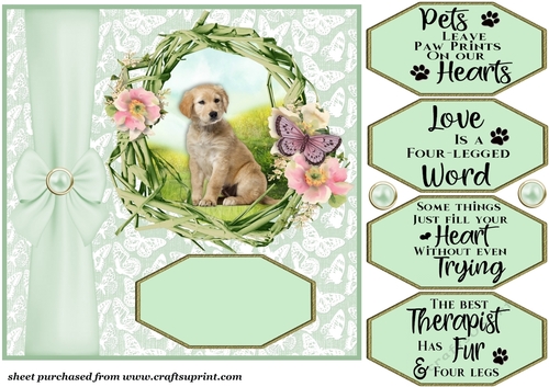 Green floral pup card front 1