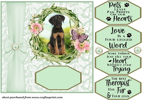 Green floral pup card front 2