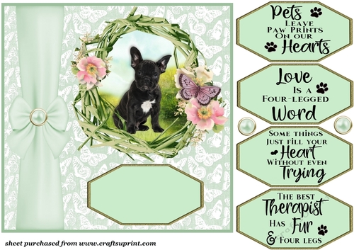 Green floral pup card front 3