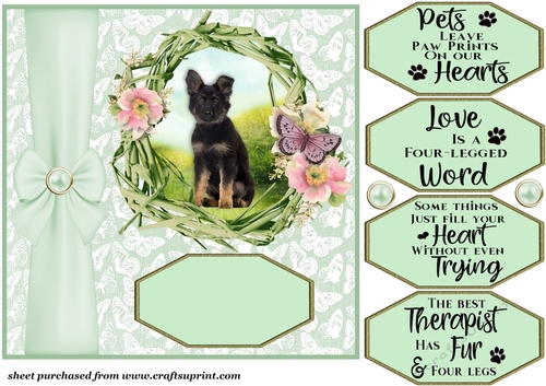Green floral pup card front 4