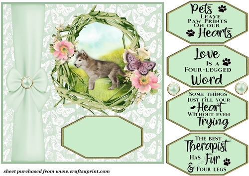 Green floral pup card front 5