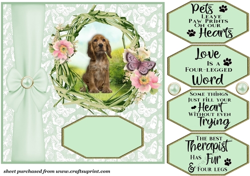 Green floral pup card front 6