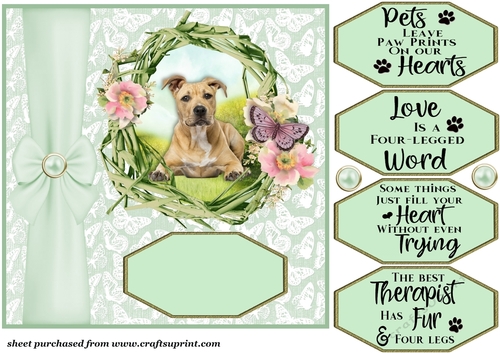 Green floral pup card front 7