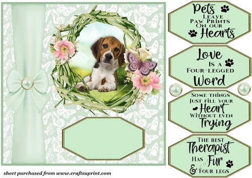 Green floral pup card front 8