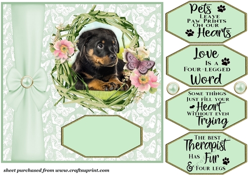 Green floral pup card front 9