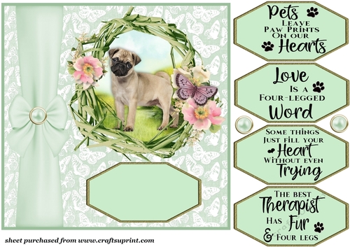 Green floral pup card front 10