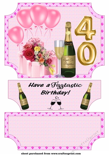 Pink age 40 Birthday easel topper and stopper(no base)