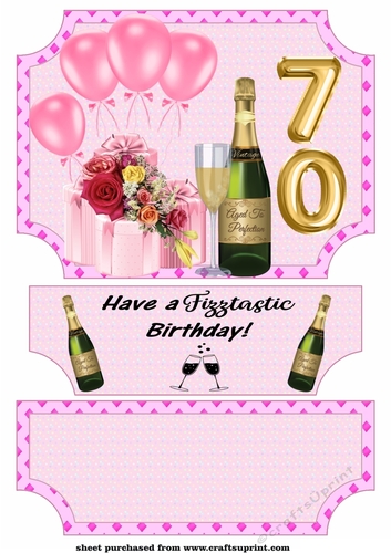 Pink age 70 Birthday easel topper and stopper(no base)