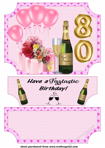 Pink age 80 Birthday easel topper and stopper(no base)