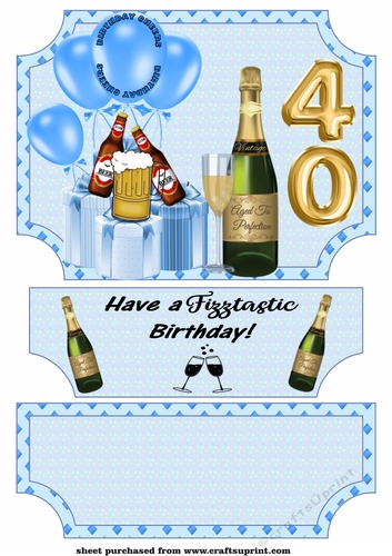 Blue its all about the fizz 40th Birthday easel and stopper(no base)