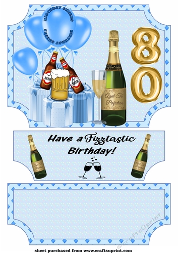 Blue its all about the fizz 80th Birthday easel and stopper(no base)