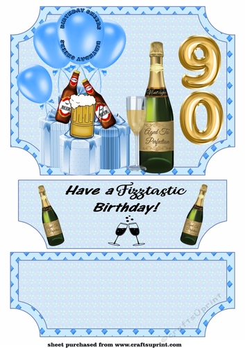 Blue its all about the fizz 90th Birthday easel and stopper(no base)