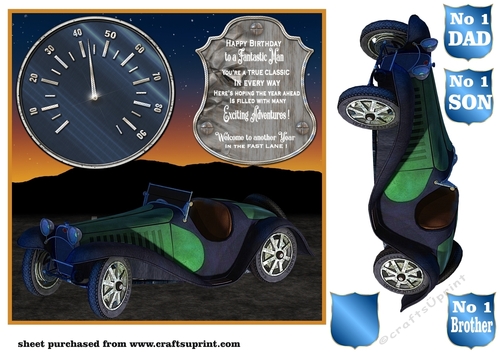Green classic car card front