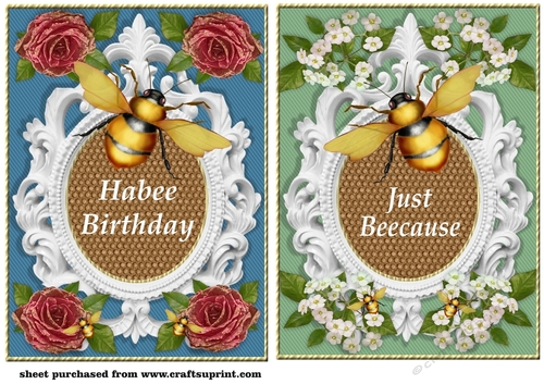 2 Floral bee card front/toppers 1