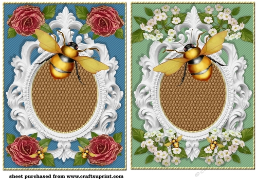 2 Floral bee card front/toppers 2