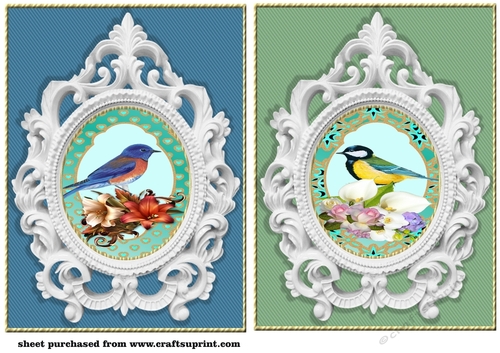 2 Floral bird card front/toppers 1