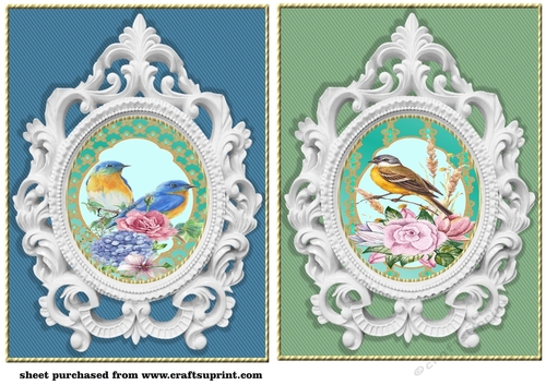 2 Floral bird card front/toppers 2