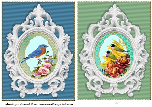 2 Floral bird card front/toppers 3