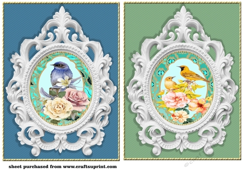 2 Floral bird card front/toppers 4