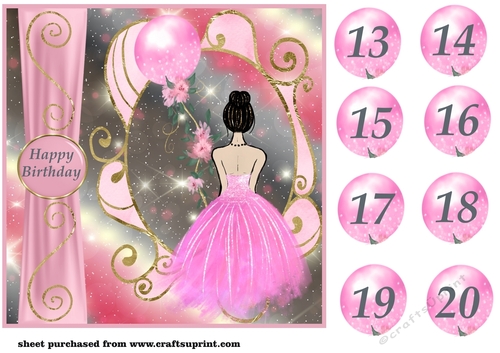 Pink age 13-20 Girls Birthday card front