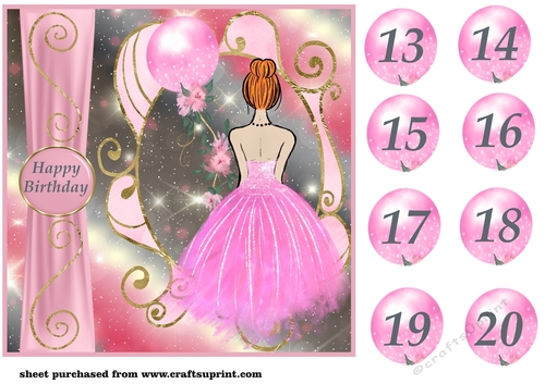 Pink age 13-20 Girls Birthday card front 3