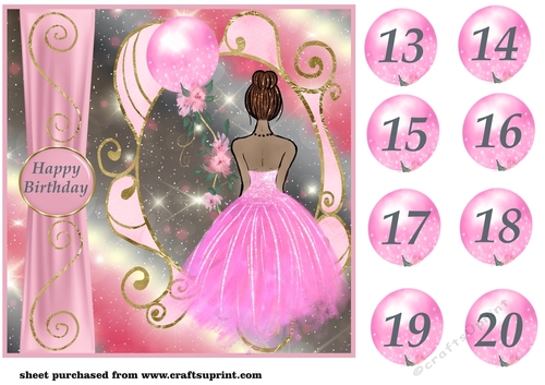 Pink age 13-20 Girls Birthday card front 4