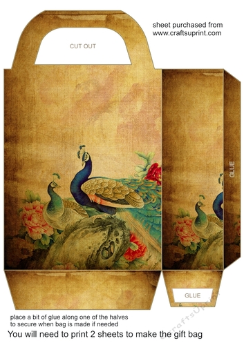 Vintage peacock gift bag 2
