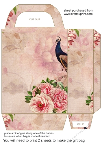 Vintage peacock gift bag 3