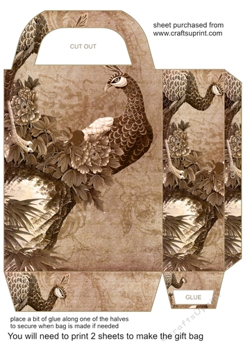 Vintage peacock gift bag 4