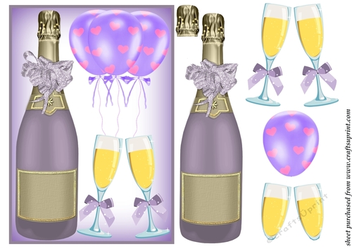 Lilac Birthday champagne card front