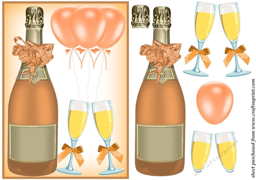 Orange Birthday champagne card front