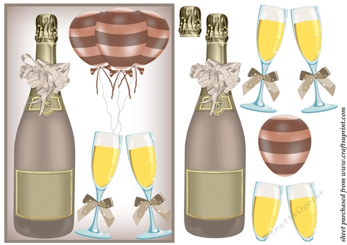 Taupe Birthday champagne card front