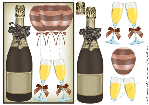 Chocolate Birthday champagne card front